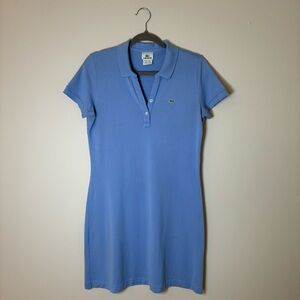 LACOSTE Blue Stretch Cotton Pique Classic Polo Collared Tennis Dress  EU42 US10